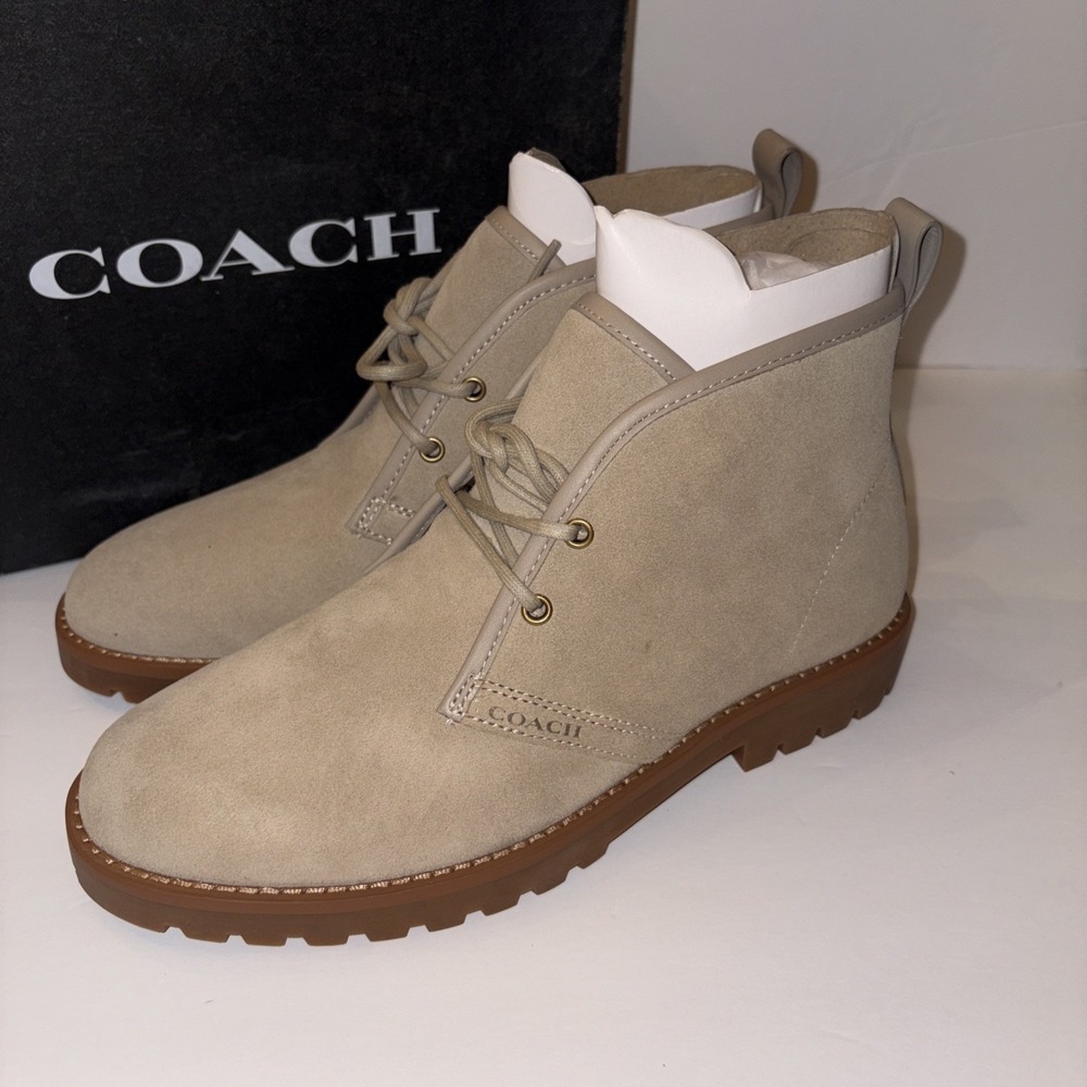 Coach Boots Men's 8 Desert Chukka Lace-Up Boot Tan Nuetral Sand  NIN